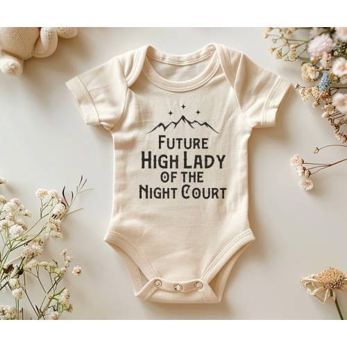 ACOTAR Baby Bodysuit Future High Lady of the Night Court, Bookish Baby Shower gift idea for Booklover, Sarah J Maas Baby gift First Edition