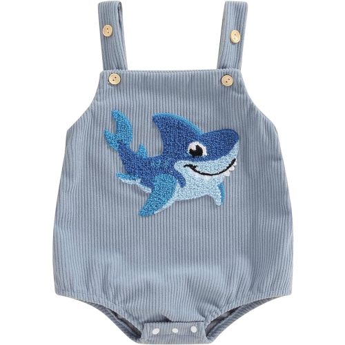 GOOCHEER Infant Summer Outfit Newborn Baby Boy Sleeveless Dinosaur Embroidery Bodysuit Romper Overall One Piece Clothes