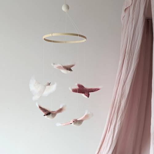 Needle Felted Bird Baby Mobile