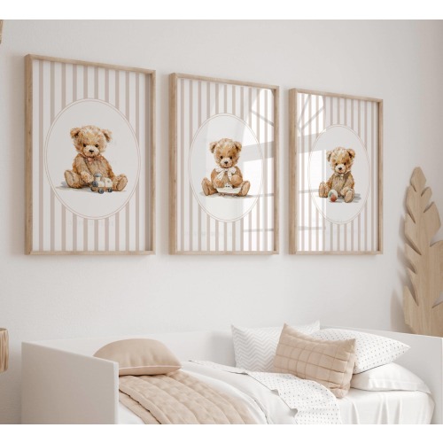 Prints for a Baby Boy Nursery, Teddy Bear Prints, Vintage Nursery Posters, Little Boys Room
