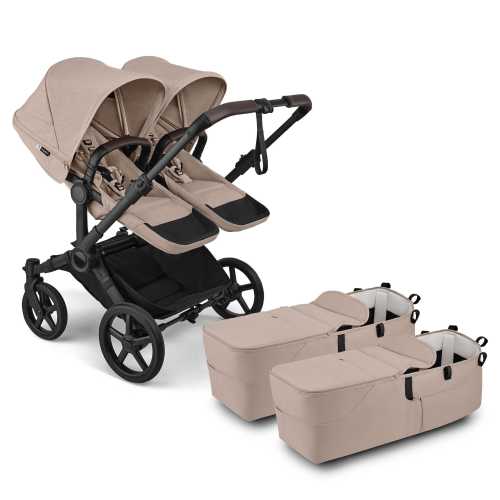 Bugaboo Donkey 6 Twin Complete Stroller Bundle - Black / Desert Taupe Melange / Desert Taupe Melange