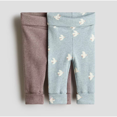 Turquoise/birds 2-pack Room-to-Grow Leggings for kids | H&M US