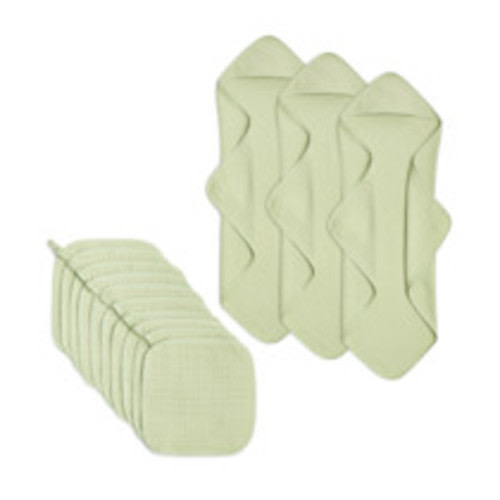 Small Story Organic Cotton Muslin Bath Set - Sage