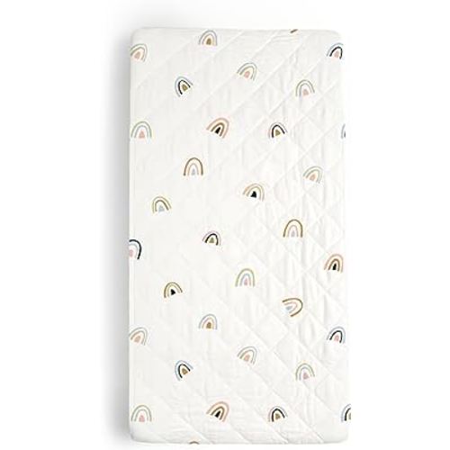 Makemake Organics Organic Changing Pad Cover GOTS Certified Organic Cotton Changing Table Cover Non Toxic Quilted Ultra Soft Girls Boys Neutral Nursery (16"x33", Rainbow)