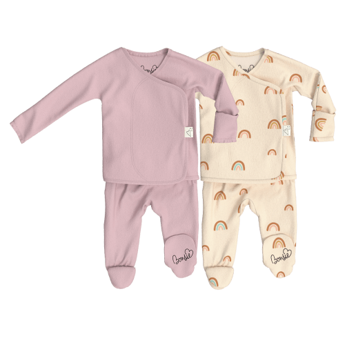 Baby Bundle Footie - Peony + Little Wishes – Bonsie Skin to Skin Babywear