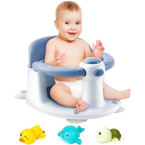 Baby Bath Seat, Infant/Toddler Sit Up Bathtub Seat For 6-12-24 Months, Baby Bath Essentials, Great Shower Gifts For Newborn And New Mothers