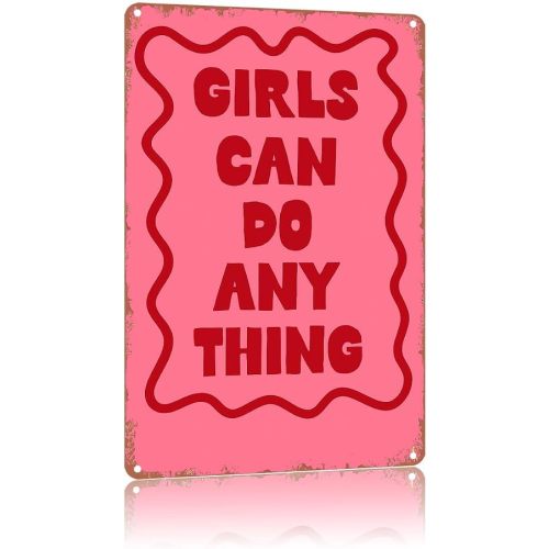 Girls Can Do Anything Metal Sign，Vintage Text Art Poster Home Wall Decor, Suitable For Bedroom, Living Room, Bar, Restaurants,Fence,Etc.，Tin Sign 8×12 Inch