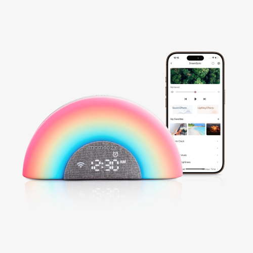 Momcozy DreamsyncTM Machine à Sons pour Bébé, Veilleuse, Entraîneur de Sommeil pour Bébé avec Contrôle par Application, Créateur de Routine, Machine à Bruit Blanc avec 34 Sons Apaisants, Réveil Lumineux au Lever du Soleil, Haut-Parleur Sans Fil - Walmart.
