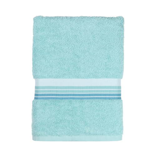 Mainstays Basic Bath Towel, Soft 100% Cotton and Highly Absorbent Striped Bath Towel, Aqua