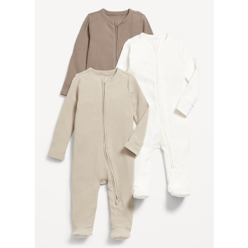 Unisex 2-Way-Zip Sleep & Play Footed One-Piece 3-Pack for Baby