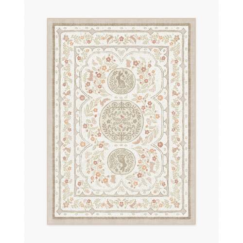 Twin Bunny Border Natural Flatwoven Rug | Ruggable US