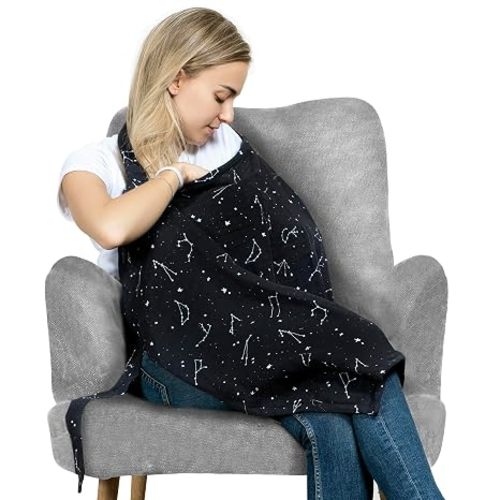 Nursing Cover – Breathable Breastfeeding Cover for Nursing, 360° Nursing Cover Up for Breastfeeding, Privacy Nursing Covers, Nursing Blanket for Breastfeeding – Premium Black