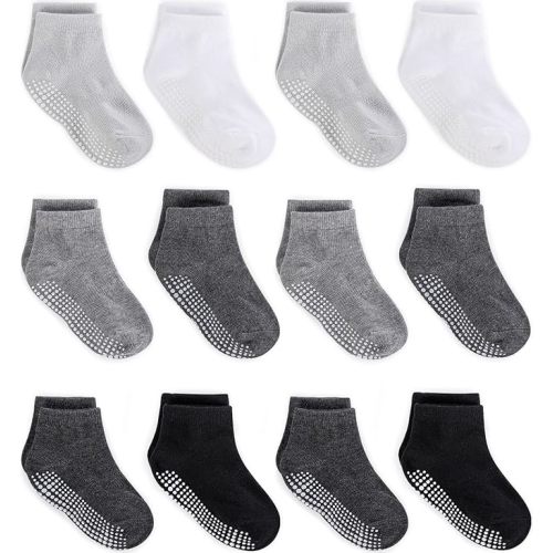 Zaples Baby Non Slip Grip Ankle Socks with Non Skid Soles for Infants Toddlers Kids Boys Girls