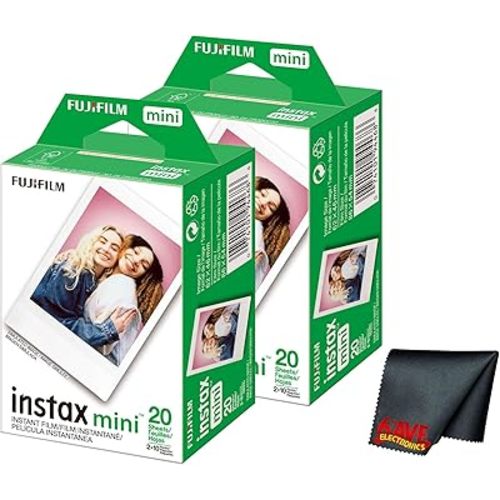 Fujifilm Instax Mini Film for Instant Camera (40 Photo Exposure) Bundle with 6AVE Microfiber Cleaning Cloth