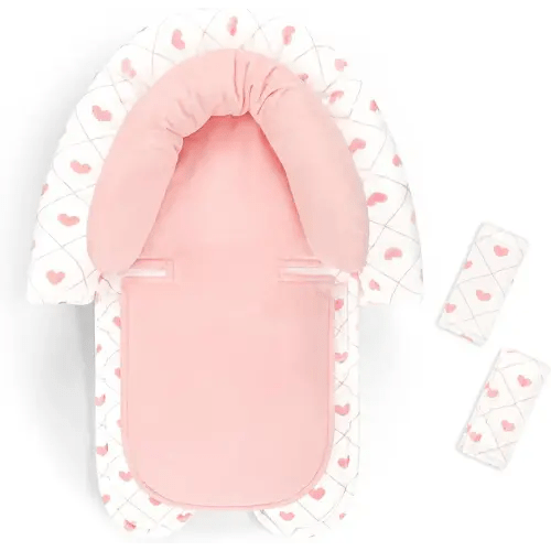 Infant Car Seat Insert, Baby Car Seat Head & Body Support with 2 Strap Pads, Ultra Soft Newborn Preemie Carseat Insert Cushion for Girls Boys, Fits Car Seat, Stroller, Swing, Bouncer, Pink