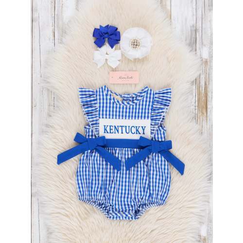 Kentucky Smocked Gingham Bubble Romper
