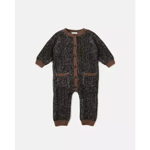 Brands We Love Long Sleeve Chunky Romper - Black Melange/Brown by Janie and Jack