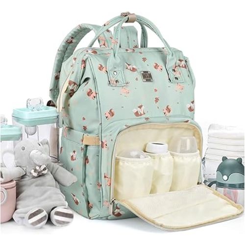 Diaper Bags Backpack for Mom Dad Baby Care Bag Maternity Nappy Baby Bags for Boys Gril, Green, Large, Travel Backpacks