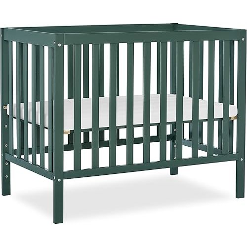 Dream On Me Synergy 4-in-1 Convertible Mini Crib, Small Crib, Olive