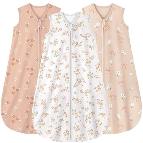 Yoofoss Baby Sleep Sack 0-6 Months Wearable Blanket for Babies 100% Organic Cotton 2-Way Zipper TOG 0.5 Toddler Sleeping Sack 3 Pack, Comfy Lightweight Sleep Sacks