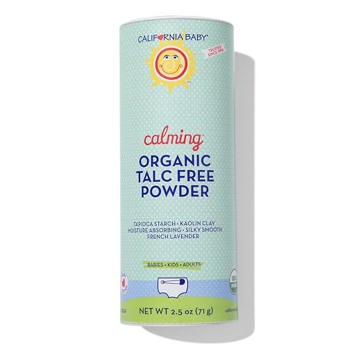 California Baby Powder | Certified Organic Baby Powder Talc-Free | Absorbs Moisture + Anti-Chafing | Lavender Baby Powder Travel Size | 2.5oz / 71g