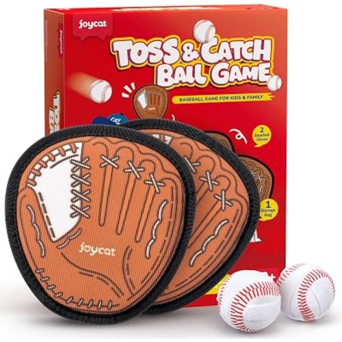 JoyCat Toss and Catch Ball Game, 2 Adult & 2 Kids Paddles Sticky Ball Set, Family Outdoor Catch Game for Beach, Backyard & Pool, Birthday Gifts for Boys Girls Ages 3+ (2 Paddles 2 Balls (Brown))