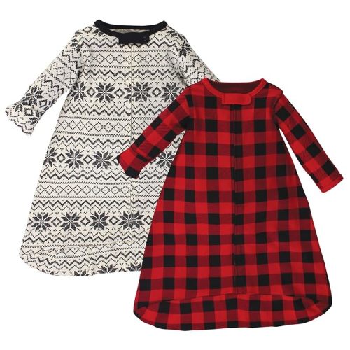Touched by Nature Unisex Baby Organic Cotton Long-Sleeve Wearable Sleeping Bag, Sack, Blanket, Buffalo Plaid, 3-9 Months