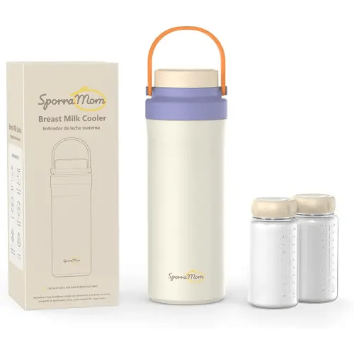 Breastmilk Cooler, Portable Breast Milk Cooler Bottle for Outdoor, 22oz Large Capacity Travel Breastmilk Chiller with 2 Pack Baby Bottles for Breastmilk Storage, Keep Cooling 24H (Purple)