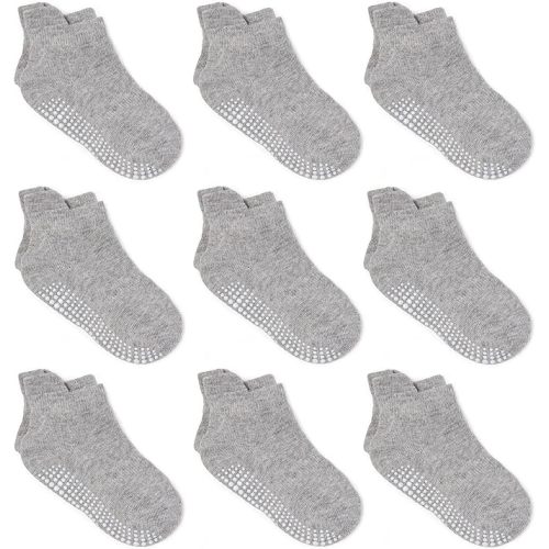 Zaples Baby Non Slip Grip Ankle Socks with Non Skid Soles for Infants Toddlers Kids Boys Girls