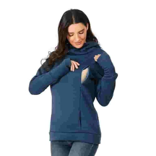 Women Nursing Maternity T-Shirts Long Sleeve Hooded Breastfeeding Hoodie Sweatshirts Tshirts Tee Top Female Dailywear