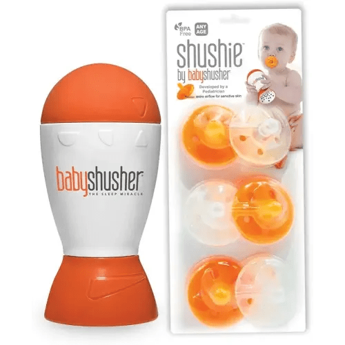 Combo: 6 Silicone Pacifiers and Baby Shusher
