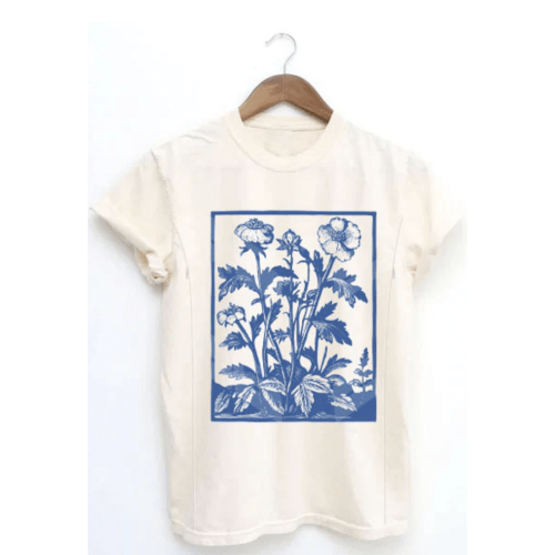 Vintage Wildflowers Graphic Nursing T-shirt