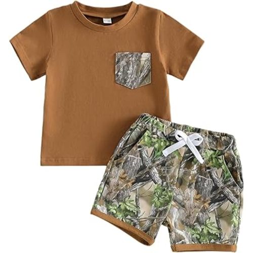 PUHHAPIEY Toddler Baby Boy Clothes Summer Camo Tee Shorts Set