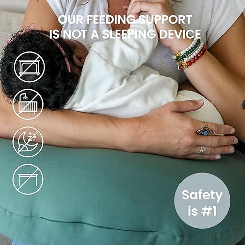 snuggle me Organic Nursing Pillow (New 2025 Design) | Bottle & Breastfeeding Pillow with Organic Cotton Cover & Fiberfill, Machine Washable Feeding Pillow, Newborn Essentials Must Haves (Moss) - v2
