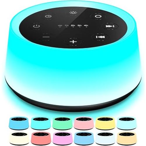 ColorsNoise Sound Machine and White Noise Machine with 30 Soothing Sounds 12 Colors for Kids Adult Baby Night Light with Memory Function for Home Office (Black)