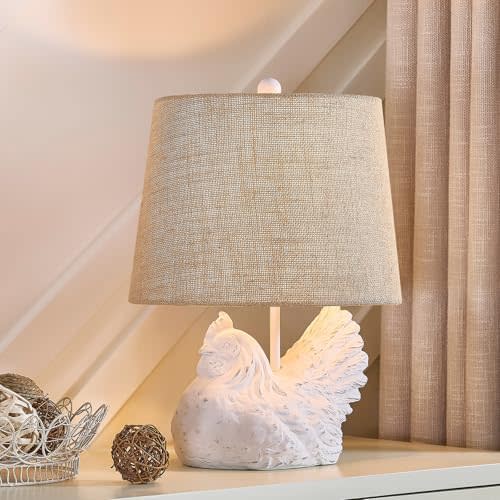 Crestview Collection 18" H Chicken Table Lamp, Rustic White-Charcoal