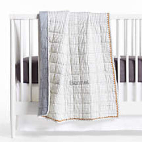 Blue Windowpane Plaid 100% Organic Cotton Baby Crib Quilt