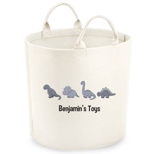 Personalised Dinosaur Storage , Toy tub, storage basket, Toy box, Baby shower gift, baby Nursery, blanket box, Blue dinosaurs Any Text