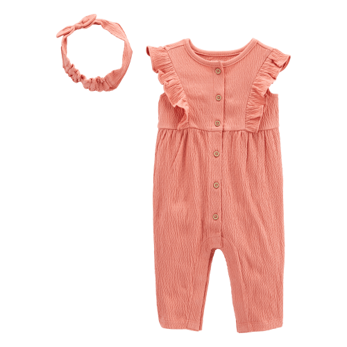Baby 2-Piece Crinkle Jersey Jumpsuit & Headwrap Set - Carter's | Carter's