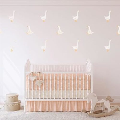Silly Goose Wall Stickers — 10 Sheets, 20 Cute Silly Goose Decals, 8 x 11 in Removable Peel and Stick Vinyl Wall Decals for Kids Room, Nursery, Bathroom, Bedroom — White