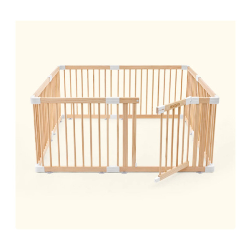 HARPPA Wooden Baby Gate Playpen | Non-Toxic Foldable DIY Adjustable Play Yard for Infants & Toddlers – Natural Finish Baby Fence for Small & Large Spaces