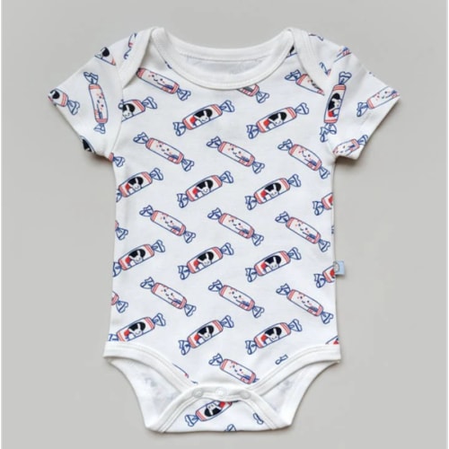 Organic Cotton Baby Onesie Bodysuit - White Bunny Candy - The Wee Bean