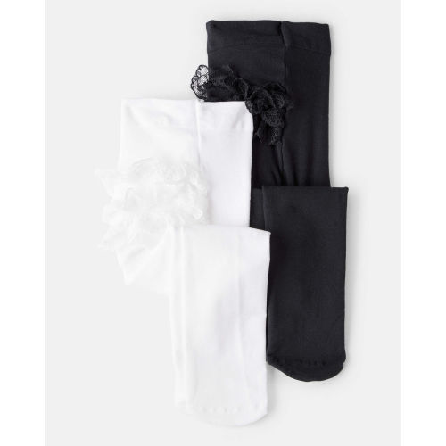 Baby Girl 2-Pack Tights - Black/White | Carter's