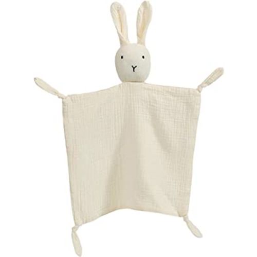 Organic Cotton Muslin Lovey Blanket, Organic Cotton Muslin Bunny Security Blanket Soft & Breathable Lovie Baby Gifts for Boys and Girls