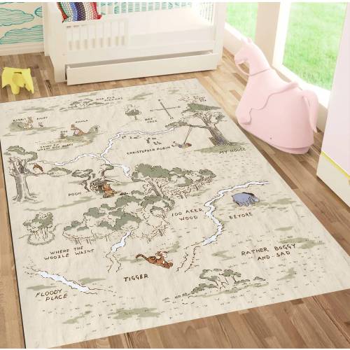 Winnie the Pooh Map Rug: Kids Nursery Play Mat