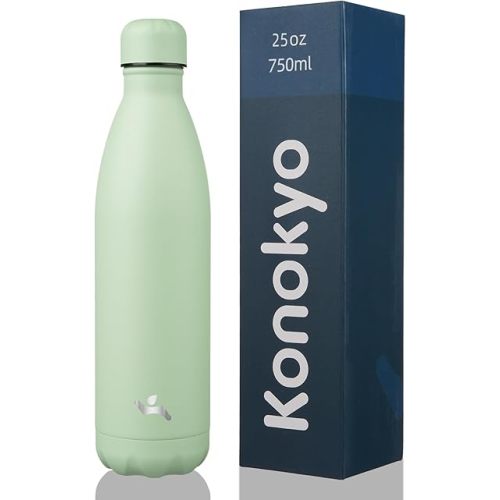 Insulated Water Bottles,25 oz Double Wall Stainless Steel Vacumm Metal Flask for Sports Travel,Macaron Green