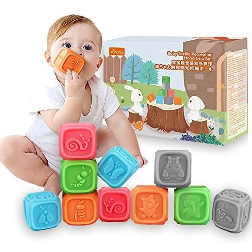 Soft Stacking Blocks for Baby Infant and Toddler, Baby Building Blocks, Teething Chewing Toys, Educational Baby Toys with Numbers, Shapes, Animals, Fruits & Textures for 0 - 3 Years Old, Pack of 12
