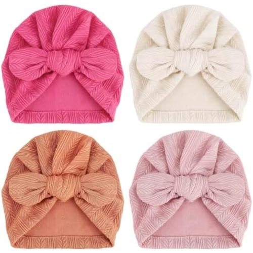 DRESHOW BQUBO Newborn Baby Bow Knot Turban Hat Hospital Hat Baby Infant Beanie Hats for Boys Girls 0-12 Months