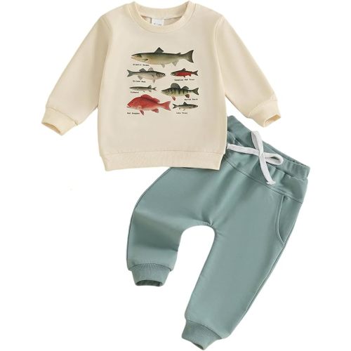 Fernvia Toddler Baby Boy Fall Clothes Animal Print Long Sleeve Pullover Tops + Drawstring Pants Winter Outfits