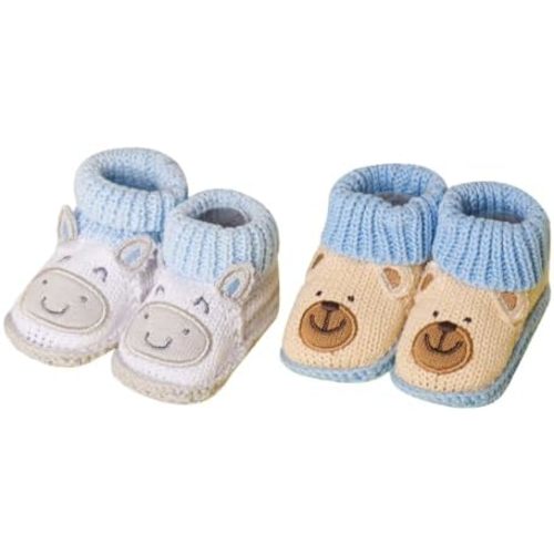 Baby Booties Newborn Infant Hand Crochet Knit Cotton Shoes Booties First Walking Slippers Indoor House Shoes for Baby 2 Pairs